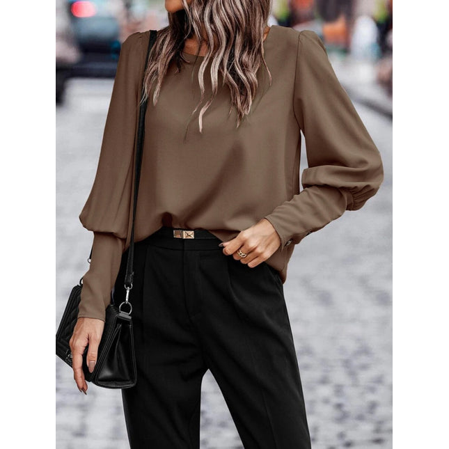 Round Neck Long Sleeve Blouse