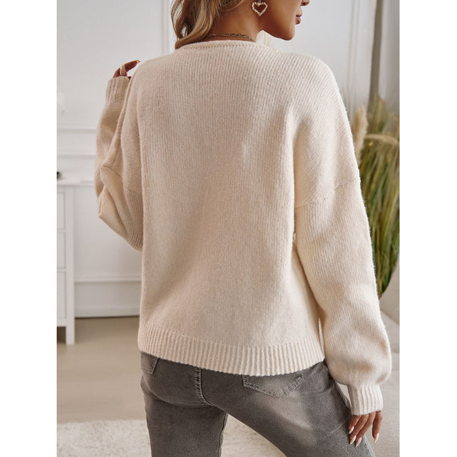 Devine Tied Round Neck Dropped Shoulder Cardigan