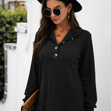 Half Button Long Sleeve T-Shirt