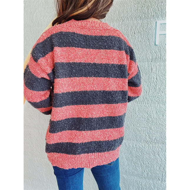 Striped Round Neck Long Sleeve Sweater