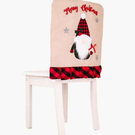 3-Pack Plaid Christmas Gnome Chair Covers