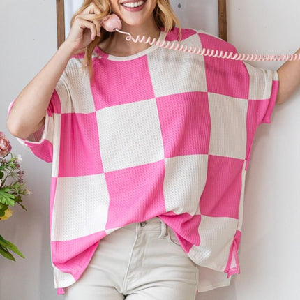 HOPELY Checkered Waffle Oversized T-Shirt