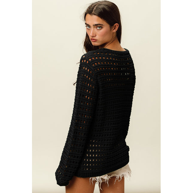 BiBi Round Neck Openwork Knit Cover Up