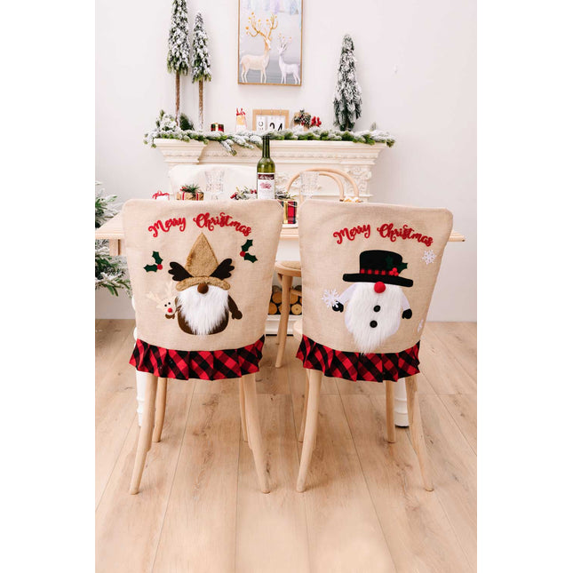 3-Pack Plaid Christmas Gnome Chair Covers