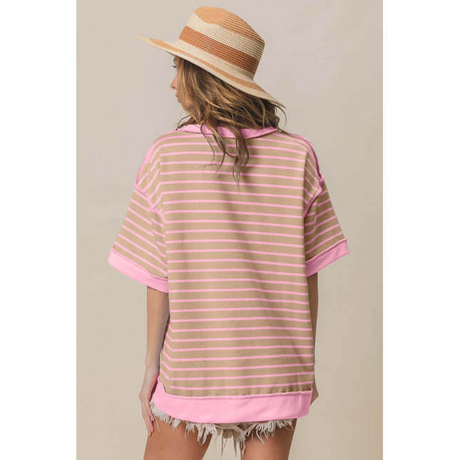 BiBi Exposed Seam Stripe Contrast T-Shirt