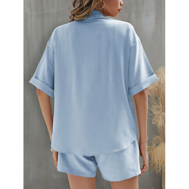 FAM-FAM Button Up Half Sleeve Top and Shorts Set