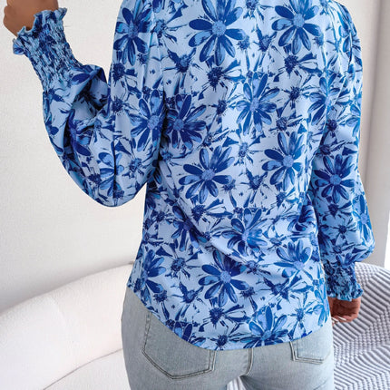 Floral Collared Neck Long Sleeve Shirt