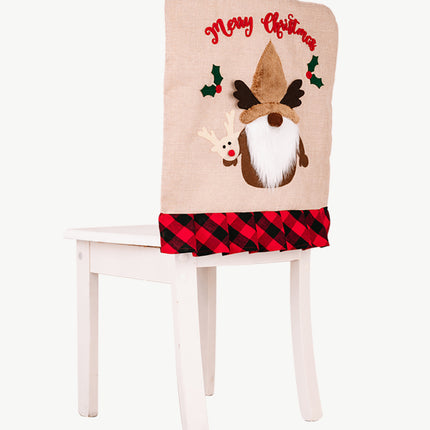 3-Pack Plaid Christmas Gnome Chair Covers