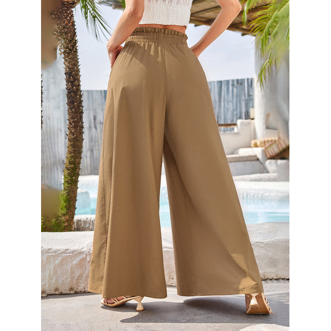 Drawstring High Waist Wide Leg Pants