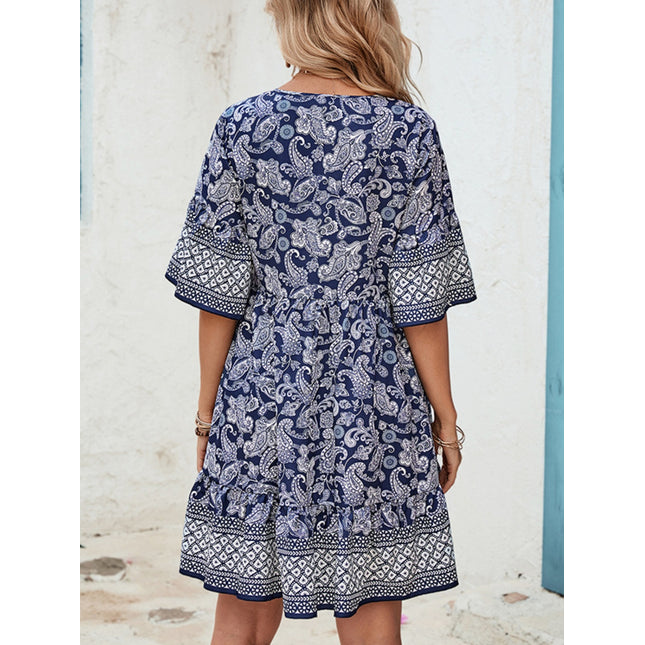 Honey Tied Printed Half Sleeve Dress