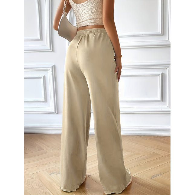 Full Size Drawstring Pocketed Wide Leg Pants