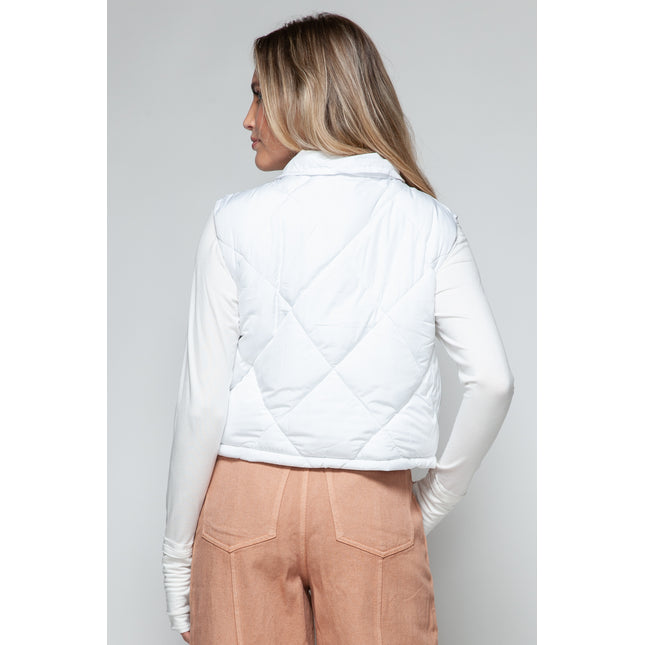 Snobbish Snap Down Quilted Crop Vest