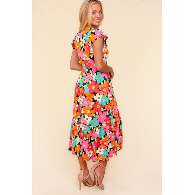 Haptics Floral Midi Dress with Side Pockets