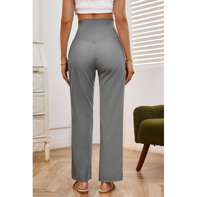 High Waist Wide Leg Pants with Pockets