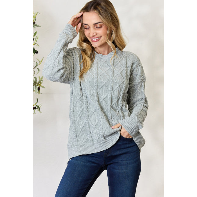 BiBi Cable Knit Round Neck Sweater