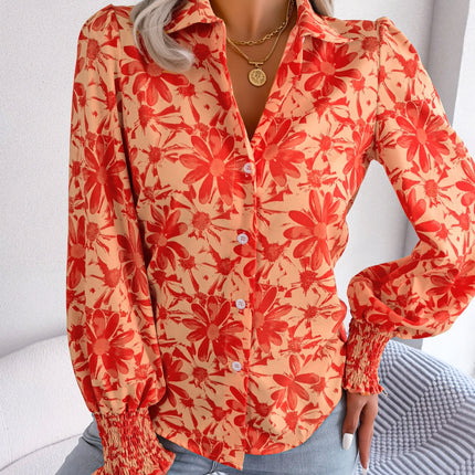 Floral Collared Neck Long Sleeve Shirt