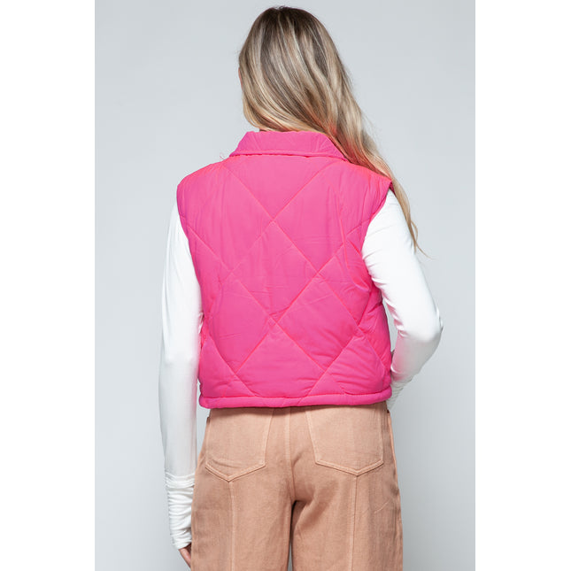 Snobbish Snap Down Quilted Crop Vest