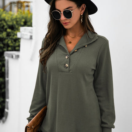 Half Button Long Sleeve T-Shirt