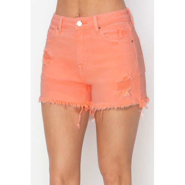 RISEN Full Size High Waist Ripped Denim Shorts