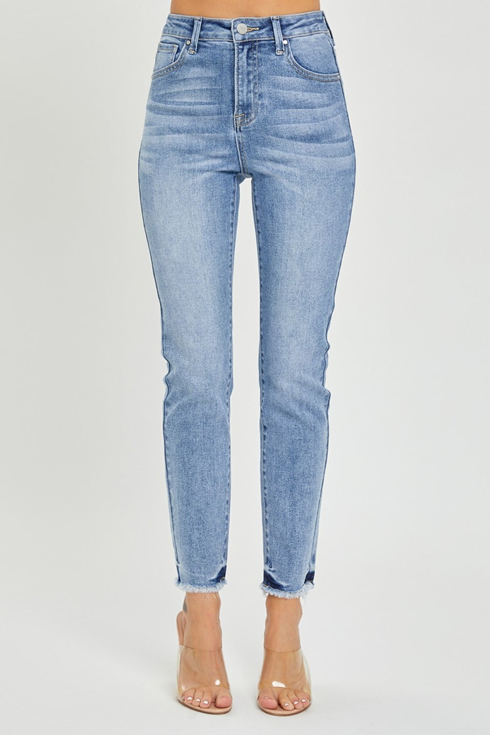 RISEN Full Size High Rise Frayed Hem Skinny Jeans – Vickie Lynn's