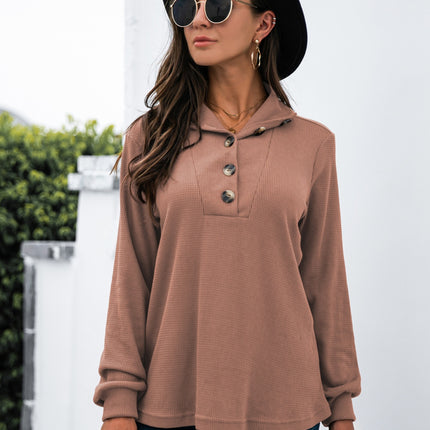 Half Button Long Sleeve T-Shirt