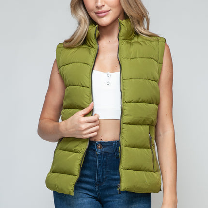 Snobbish Zip Up Turtleneck Vest with Pockets