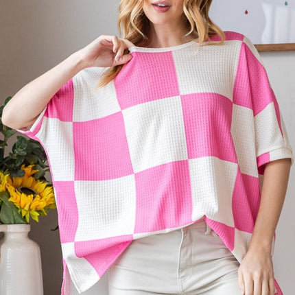 HOPELY Checkered Waffle Oversized T-Shirt