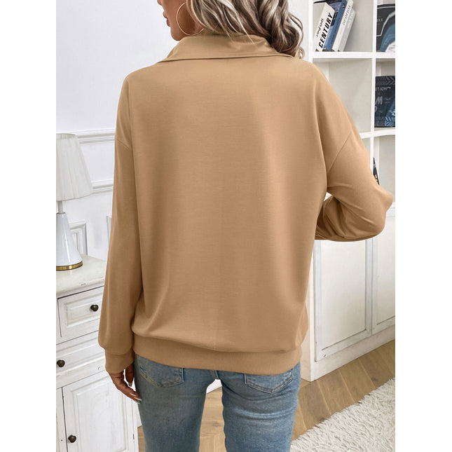 Half Zip Kangaroo Pocket Long Sleeve Sweatshirt