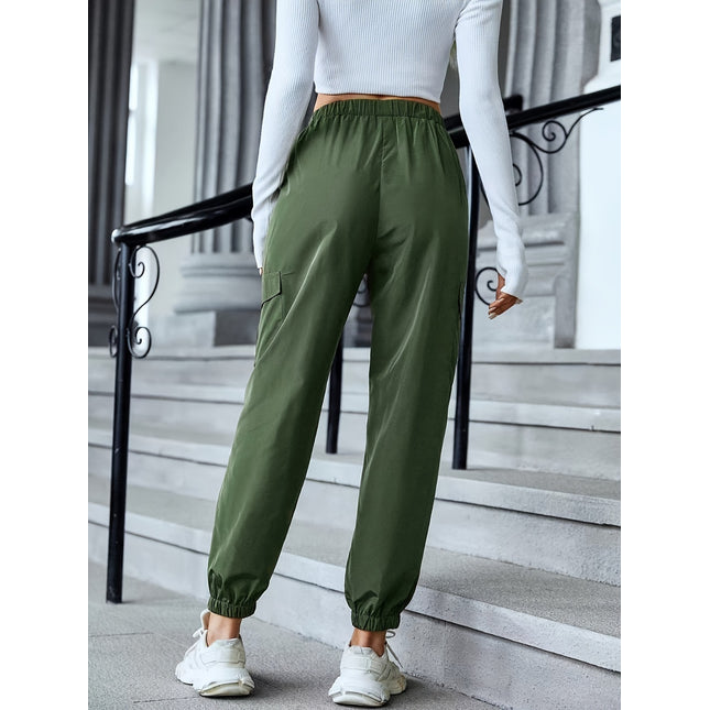 Full Size Elastic Waist Pants with Pockets