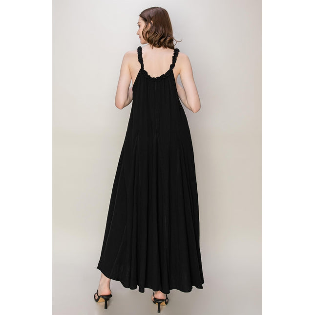 HYFVE Frill Sleeveless A-Line Maxi Dress