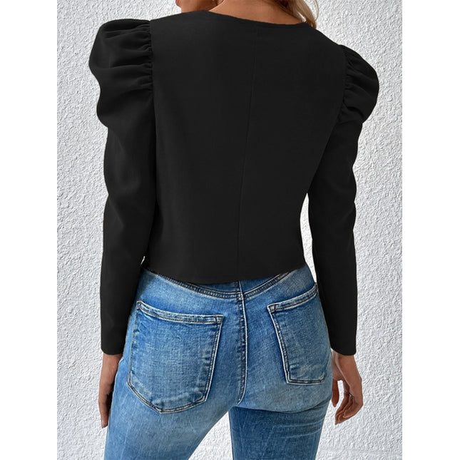 Zip Up Puff Sleeve Jacket