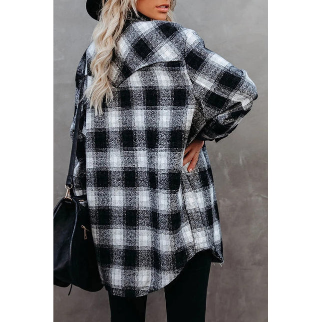 Full Size Plaid Collared Neck Long Sleeve Shirt