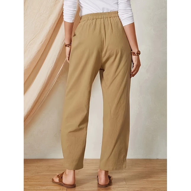 Full Size Elastic Waist Pants with Pockets