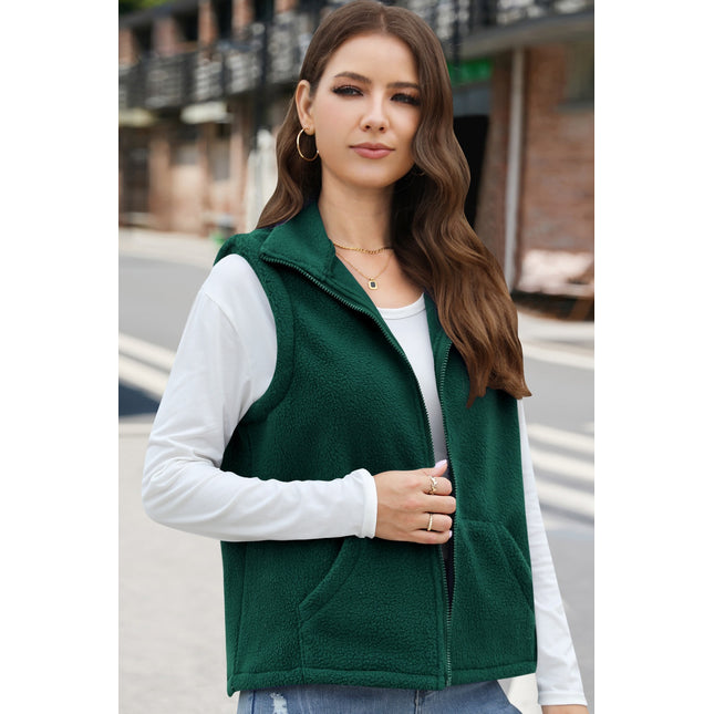 Zip Up Vest Coat with Pockets