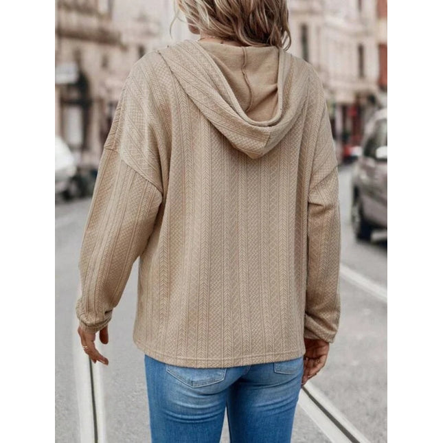 Drawstring Dropped Shoulder Long Sleeve Hoodie