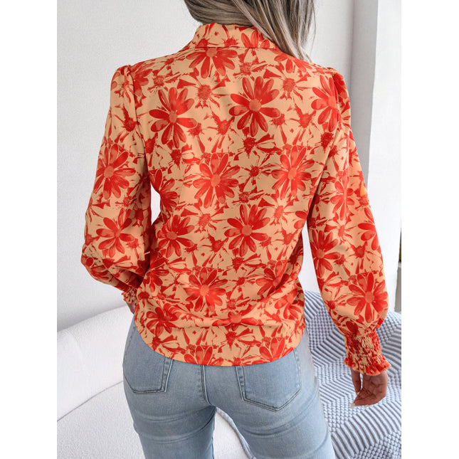 Floral Collared Neck Long Sleeve Shirt