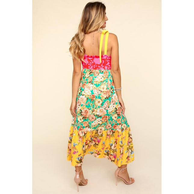 Haptics Floral Color Block Maxi Dress with Pockets