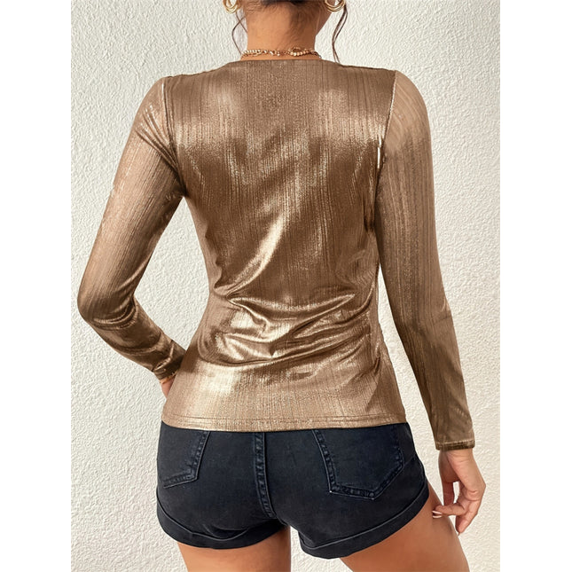 Surplice Long Sleeve Blouse