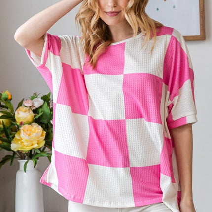 HOPELY Checkered Waffle Oversized T-Shirt