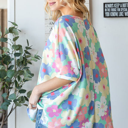 HOPELY Floral Waffle Oversized T-Shirt