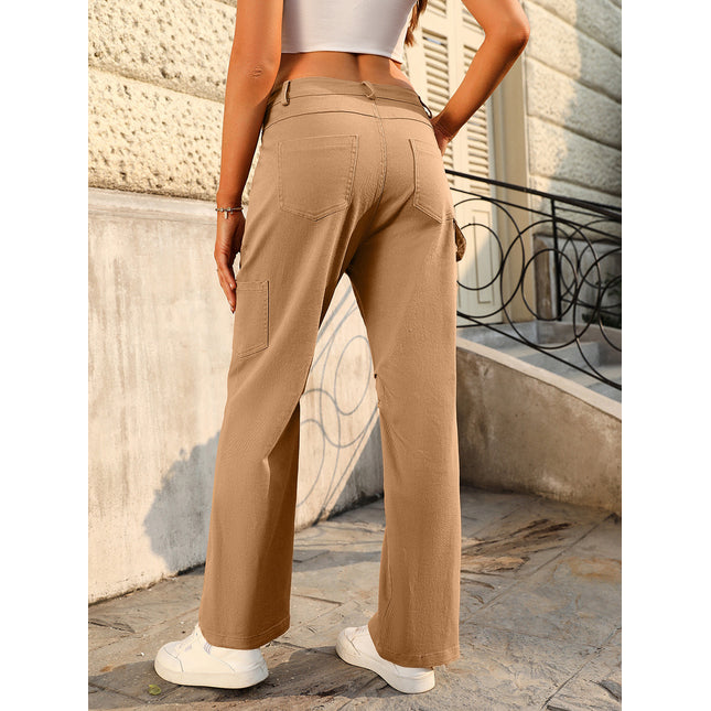 Mid-Rise Waist Pants with Pockets