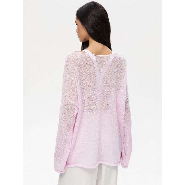 Round Neck Long Sleeve Knit Cover Up