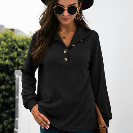 Half Button Long Sleeve T-Shirt