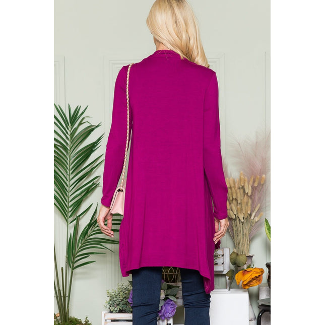 Celeste Full Size Open Front Cardigan with Pockets