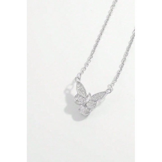 925 Sterling Silver Zircon Butterfly Necklace