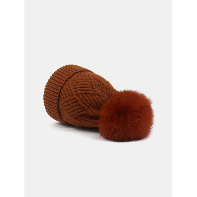 Thermal Knit Hat with Pompom