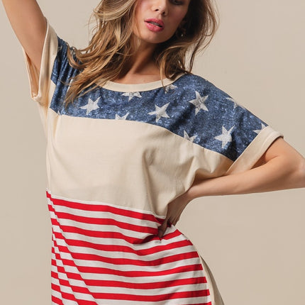 BiBi American Flag Theme Short Sleeve T-Shirt