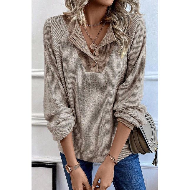 Quarter Buttoned Long Sleeve Blouse