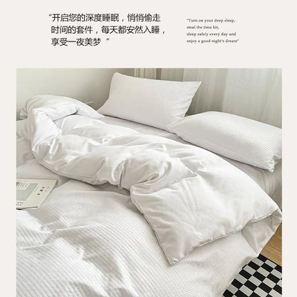 High Quality Bedding Set Skin Friendly Fabric Quilt Cover Set Single Double King Size Solid Color Duvet Cover Set