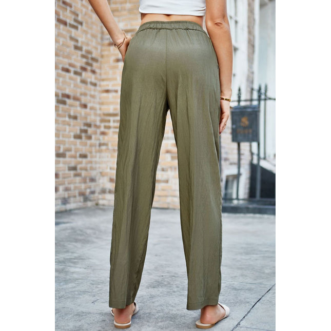 Elastic Waist Wide Leg Pants